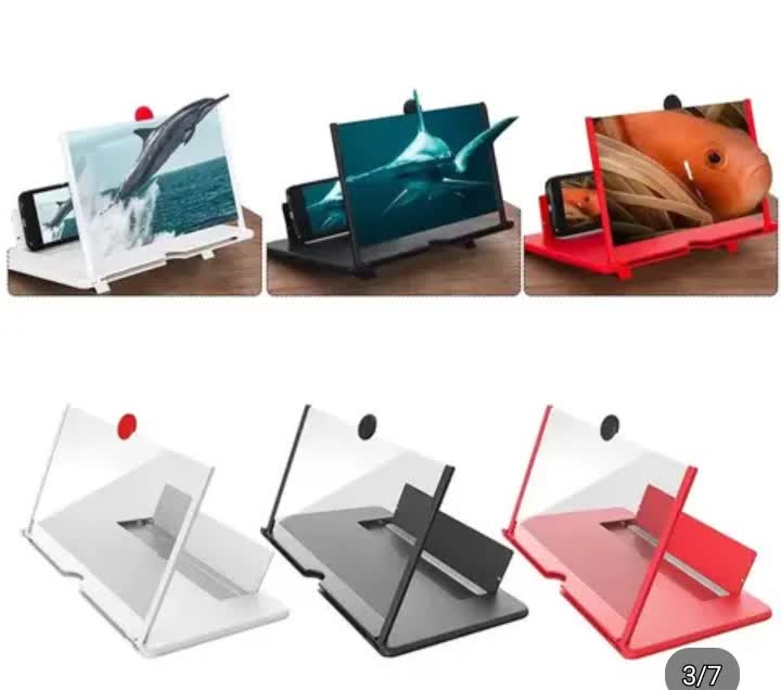 Écran Agrandisseur de Téléphone Portable – Support Pliable HD Rouge