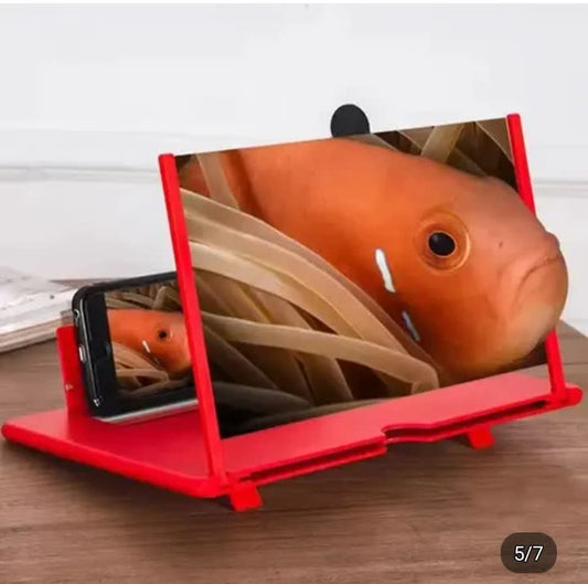 Écran Agrandisseur de Téléphone Portable – Support Pliable HD Rouge
